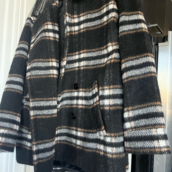 🔴Plaid wool cropped trench jacket overcoat - Picture 7 of 9